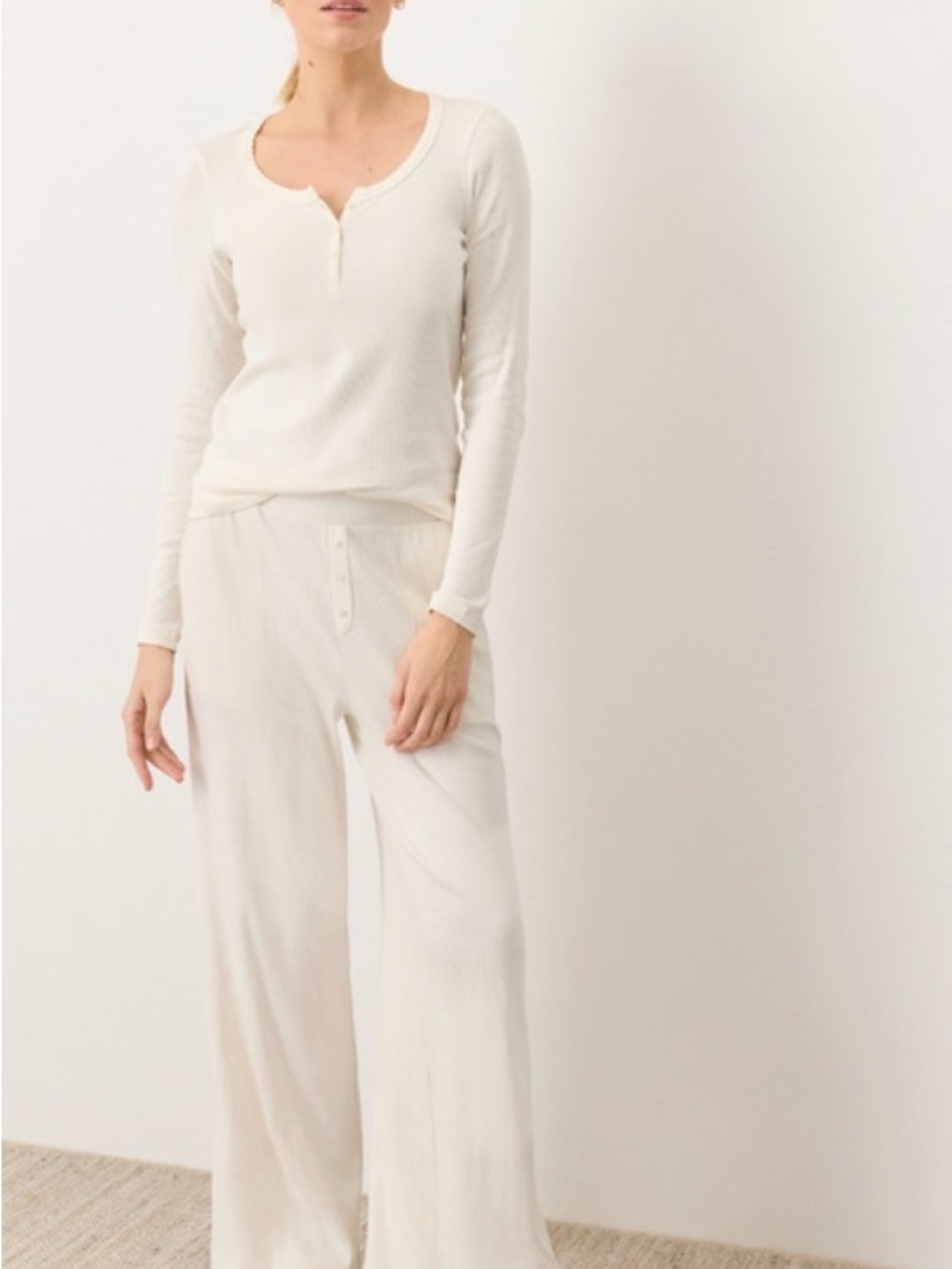 NWOT-PACT ORGANIC DREAM RIB WIDE LEG LOUNGE PANT- XXL -CREAM - Picture 4 of 14